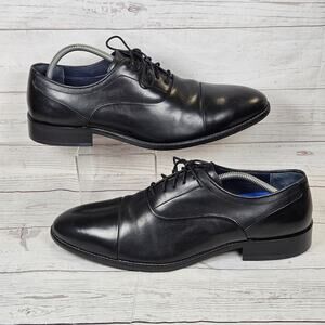 Johnston & Murphy Men's Black 12M Leather Cap Toe Oxford Dress Shoes